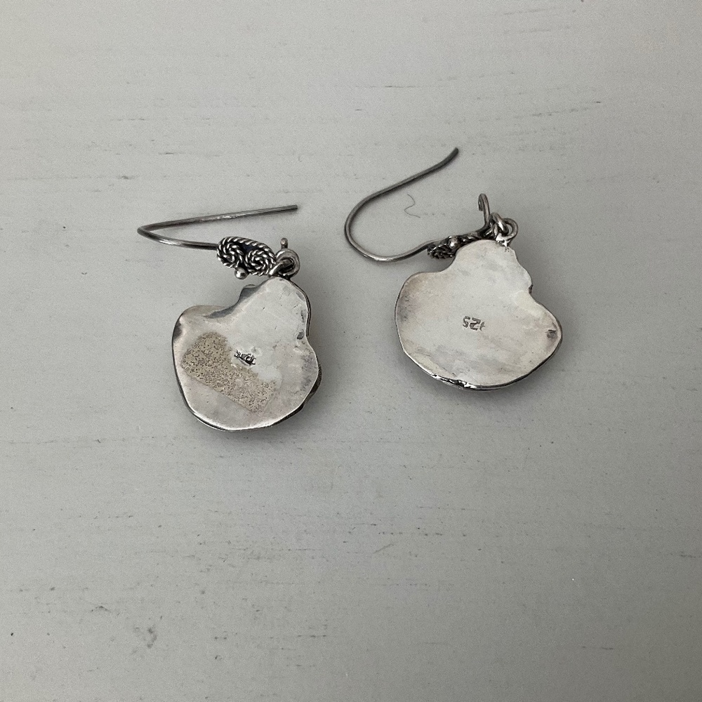 925 silver and coral one of a kind snake earrings - Picture 2 of 3